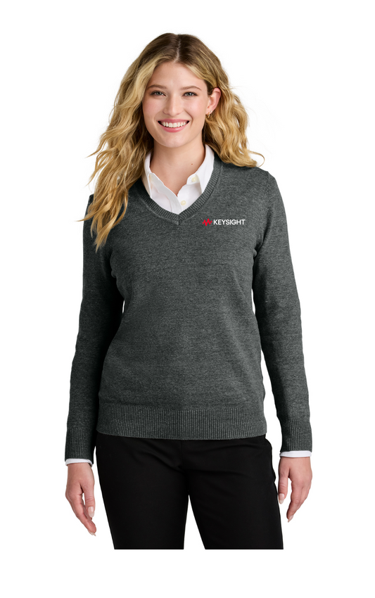 Ladies V-Neck Sweater - Charcoal